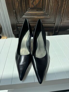 Nine West Black Pointed Leather Stiletto Pumps